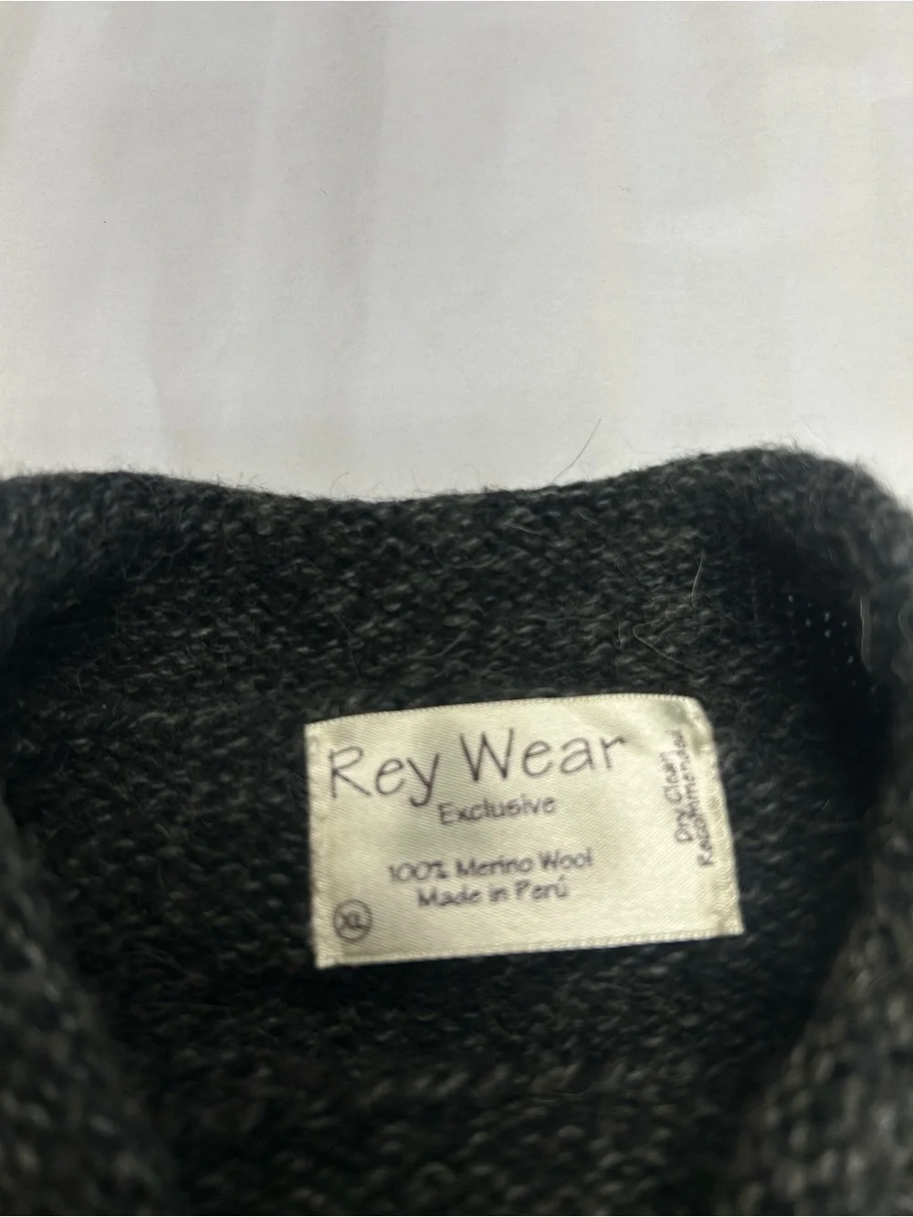 VTG Rey Wear Exclusive 100% Merino Wool Roll Neck Sweater Charcoal Gray XL